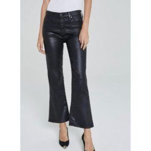 AG Quinne crop black leatherette flare pants, size 31 (EUC)